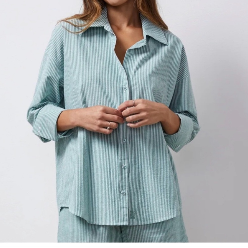 Monrow Stripe Poplin Oversized Shirt